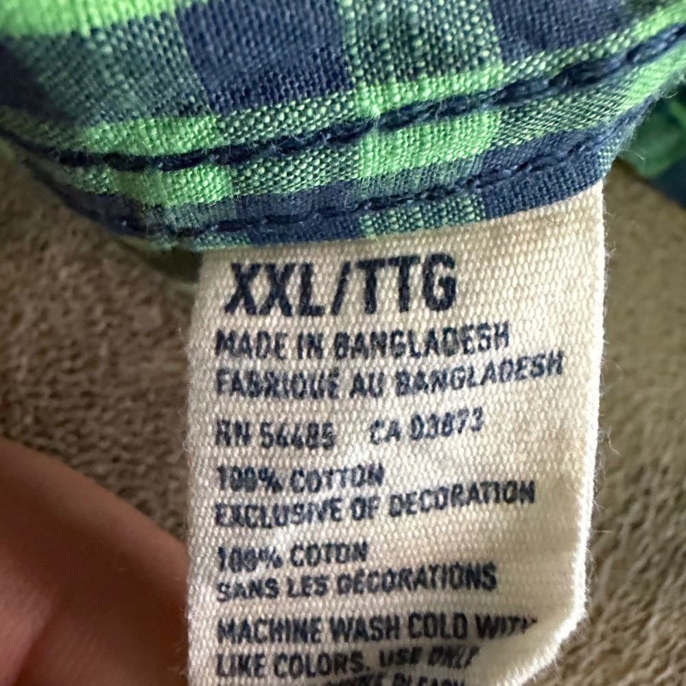 American Eagle Button Down Shirt Mens XXL Lime Green Gingham Western Pearl Snap - Picture 8 of 10
